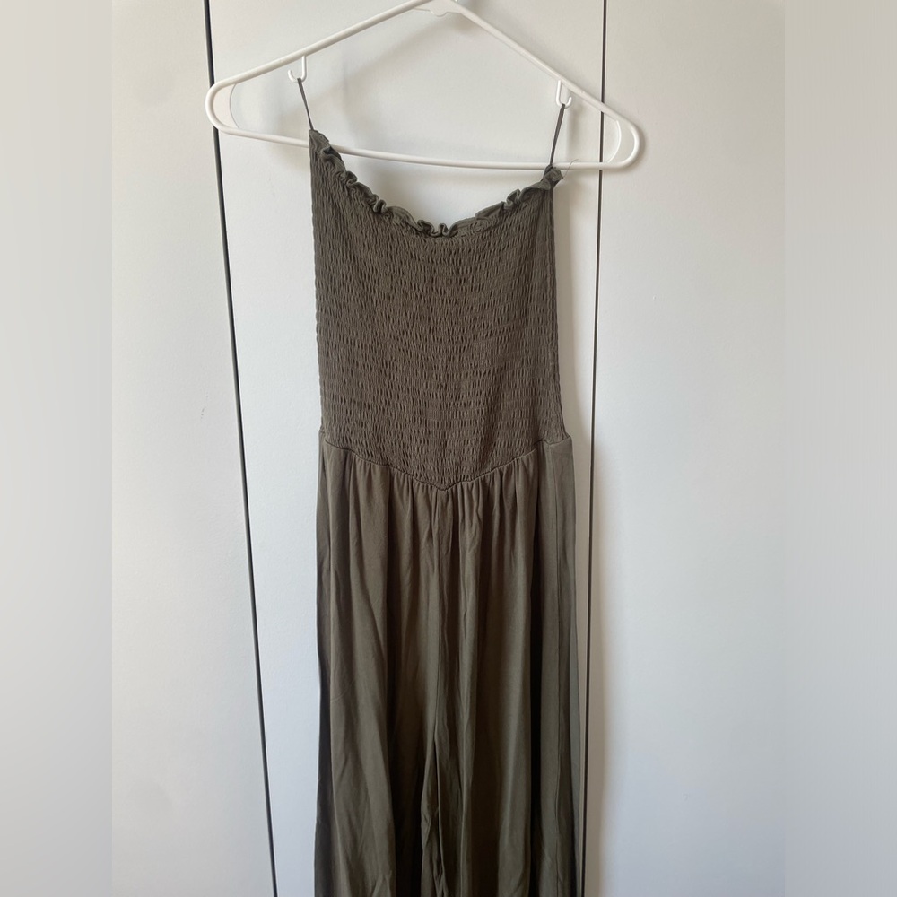 Garage Army Green/Olive Green Strapless Jumpsuit